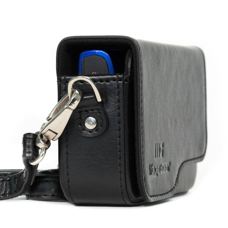 MegaGear MG1089 Leather Camera Case with Strap Compatible with Canon PowerShot SX620 HS, ELPH 180, ELPH 190 is, ELPH 360 HS, ELPH 170 is, SX610 HS - Black - Image 1